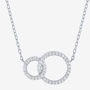 Lovely Pendant Necklace of Sterling Silver and Diamond-Replicant White Sapphire